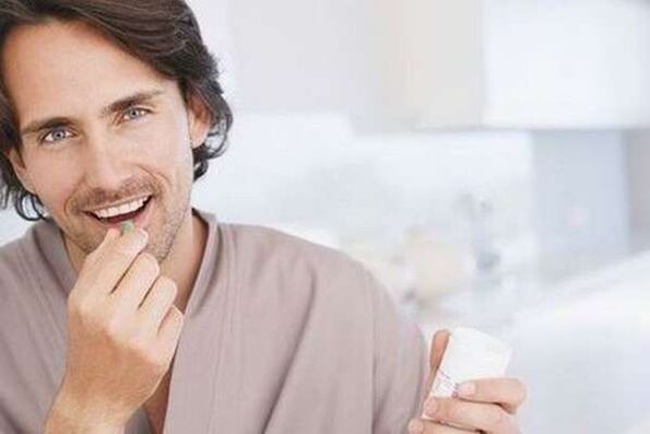 A man takes the medicine to raise a member